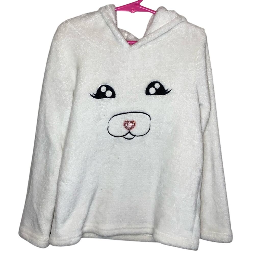 Isaac Mizrahi NY Girls‎ Plush Hoodie 6X Fuzzy Bear Face Hooded Pullover
